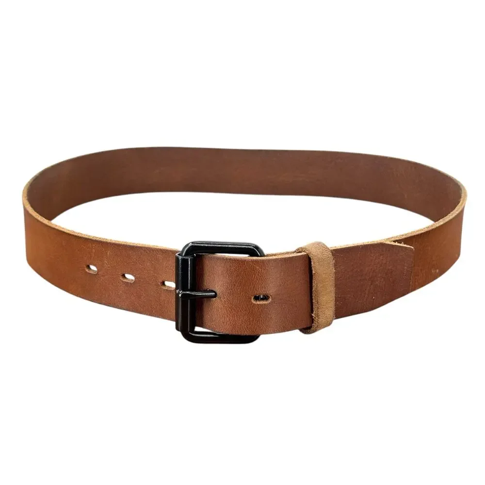 American Eagle Strap Belt Men SZ M Brown Leather Rustic Western Rugged Everyday